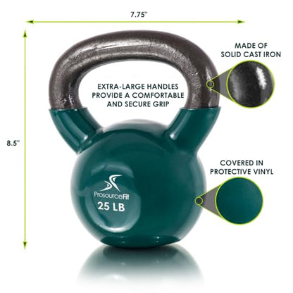 ProsourceFit Vinyl Coated Cast Iron Kettlebells for Full Body Fitness Workouts - size: 25.0 Pounds