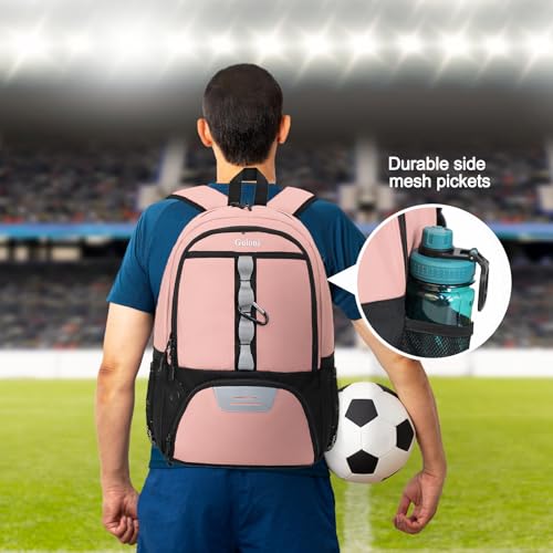 Goloni Youth Soccer Bag,Basketball Bag with Ball Compartment & Shoe Compartment,Backpack for Football Volleyball Basketball - color: Flesh Pink