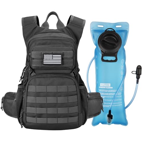 CVLIFE Tactical Hydration Pack 3L - Lightweight Water Bag With Bladder for Men Women, Heavy Duty Molle Backpack for Hiking, Cycling, Running, Hunting