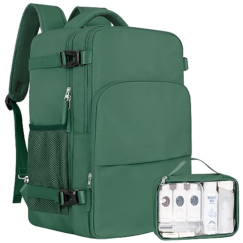 Sinaliy Travel laptop Backpack for Women, Personal Item Size Flight Approved, 16 Inch Laptop Bag with Multi-Pockets, Hiking Backpack, Waterproof Carry On Backpack Casual Daypack Backpack - color: Green, size: Large