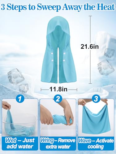 Acostop 3 Pcs Long Lasting Cooling Hoodie Towels for Neck and Face- Absorbent & Quick Drying Cooling Towel Wraps for Women, Sun Protection in Summer Extreme Heat Hot Weather (Blue, Purple, Pink) - color: Blue, Purple, Pink