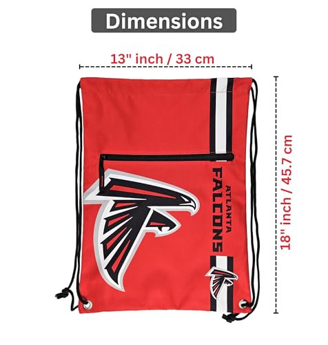 FOCO Atlanta Falcons NFL Drawstring Backpack with Zippered Pocket — Officially Licensed, Cordura Nylon - color: Atlanta Falcons
