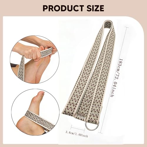 harayaa Yoga Strap Pilates Exercise Band Assisted Stretching Strap Resistance Band Polyester Material Suitable for Home Fitness Gym Workout - color: Khaki