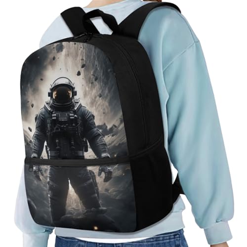 Astronaut Backpack for Kids Boys Backpack with Lunch Box Water Bottle Bag and Soft Pencil Case 4PCS Set Sturdy Lightweight Bookbag with Front Pocket 17" Large Capacity Elementary School Bag - color: Astronaut