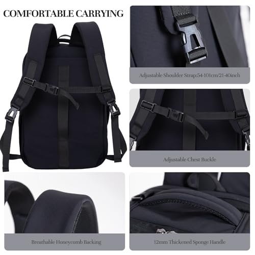 Timeet Travel Backpack for Women Men, 32L 4 In 1 Carry on Luggage Backpack, TSA Friendly Flight Approved 17 Inch Laptop Backpack, Waterproof Travel Bag for Work School Camping Hiking, Ink Black - color: Ink Black
