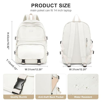 weradar Backpacks For School Teens Boys Girls,Cute Bookbag,Lightweight College Backpack For Women Men,Waterproof Middle School Bag Casual Travel Daypack(Beige) - color: B-beige