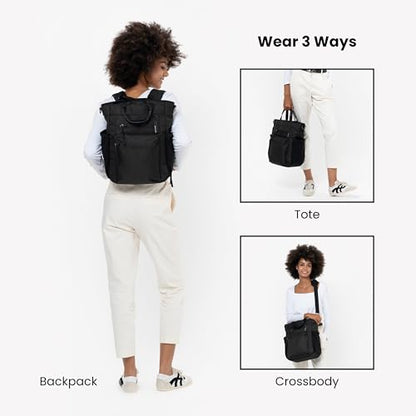 Sherpani Soleil, Anti Theft Convertible Backpack, 3 in 1 Tote, Crossbody Purse, 18L Travel Bag, Fits 13” Laptop (Carbon Signature) - color: Carbon - Signature