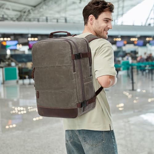 BOVIP Travel Backpack for Men, Carry On Backpack, Flight Approved Personal Item, 18.4 inch Laptop Backpack, Light Green - color: Light Green, size: 18.4 inch