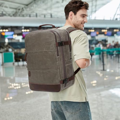BOVIP Travel Backpack for Men, Carry On Backpack, Flight Approved Personal Item, 18.4 inch Laptop Backpack, Light Green - color: Light Green, size: 18.4 inch