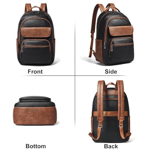 Leresas Backpack Purse for Women Mens for Work Travel Back Pack Vegan Leather Business Teacher Book Bag Fashion Computer Daypack Back Pack Brown Black - color: Brown/Black