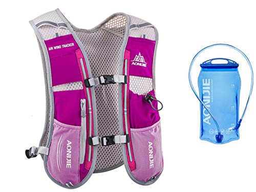 5L Lightweight Running Backpack Outdoor Sports Trail Racing Marathon Hiking Fitness Bag Hydration Vest Pack - color: Rose Red +1.5L water bladder