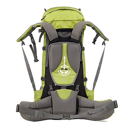 Wind Tour Outdoor 60L Ripstop Trekking Bag Sport Backpack with Rain Cover for Climbing Cycling (Green) - color: Green