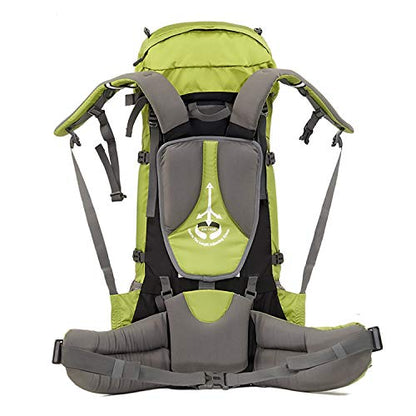 Wind Tour Outdoor 60L Ripstop Trekking Bag Sport Backpack with Rain Cover for Climbing Cycling (Green) - color: Green