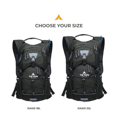 Teton Oasis/Trailrunner Hydration Backpack – Lightweight Water Pack with 2L/3L Bladder for Hiking, Running, Cycling, Biking 18L/22L Sizes – Sewn-in Rain Cover – Fits Men and Women - color: Stark Red, size: 18 Liters
