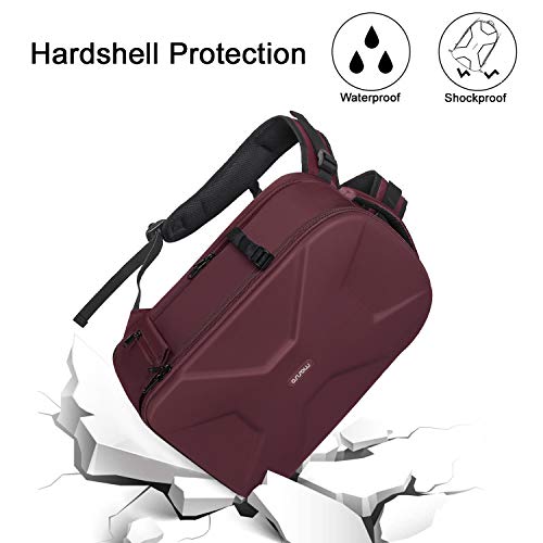 MOSISO Camera Backpack, DSLR/SLR/Mirrorless Photography Camera Bag 15-16 inch Waterproof Hardshell Case with Tripod Holder&Laptop Compartment Compatible with Canon/Nikon/Sony, Wine Red - color: Wine Red