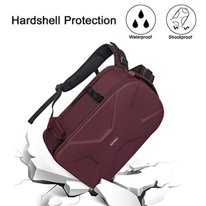 MOSISO Camera Backpack, DSLR/SLR/Mirrorless Photography Camera Bag 15-16 inch Waterproof Hardshell Case with Tripod Holder&Laptop Compartment Compatible with Canon/Nikon/Sony, Wine Red - color: Wine Red