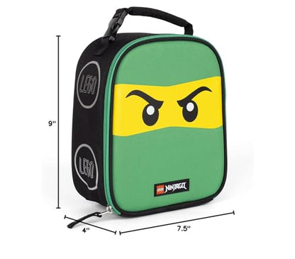 LEGO NINJAGO Lunch Box, Insulated Soft Reusable Lunch Bag Meal Container for Boys and Girls, Perfect for School, or Travel, Meal Tote to Keep Food and Drinks Cold, Future Green - color: Future Green