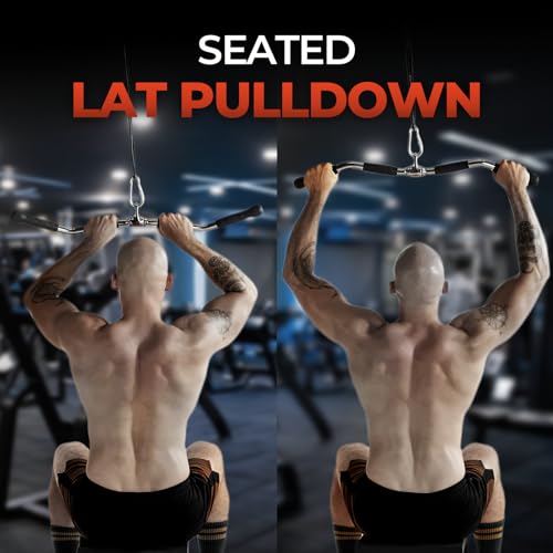 Yes4All Neutral Paddle Grip LAT Pull Down Bar, Range of Motion Spreader Handle Cable Attachments - color: Curl Pull Down Bar 30 Inches