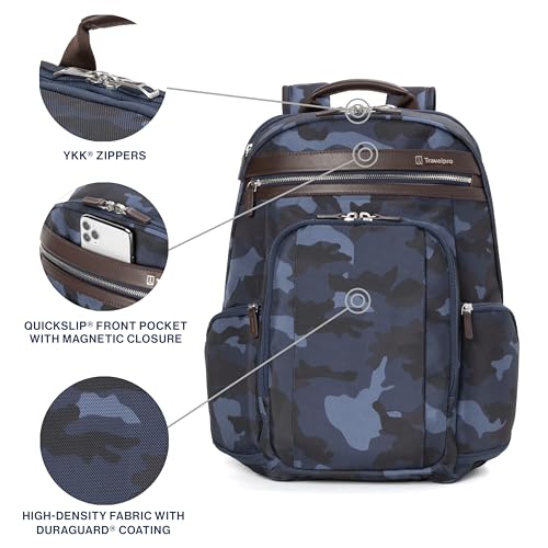 Travelpro Platinum Elite Business Laptop Travel Backpack, Fits up to 16 Inch Laptop, Water Resistant, Men and Women, Navy Camouflage - color: Navy Camouflage, size: 17.5 inches