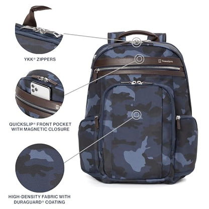 Travelpro Platinum Elite Business Laptop Travel Backpack, Fits up to 16 Inch Laptop, Water Resistant, Men and Women, Navy Camouflage - color: Navy Camouflage, size: 17.5 inches