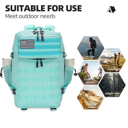 Lovelinks21 45L Tactical Assault Backpack 3 day assault pack with Molle Waterproof backpack Rucksack for Tactical Backpacks (Mint Green) - color: Mint Green