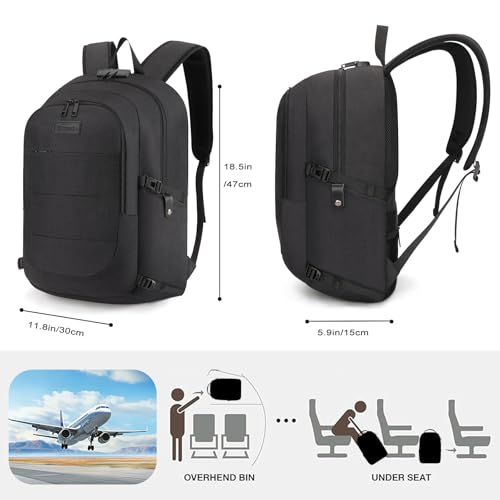 Tzowla Travel Laptop Backpack Water Resistant Anti-Theft Bag with Lock - color: A-black, size: Standard 15.6 inch