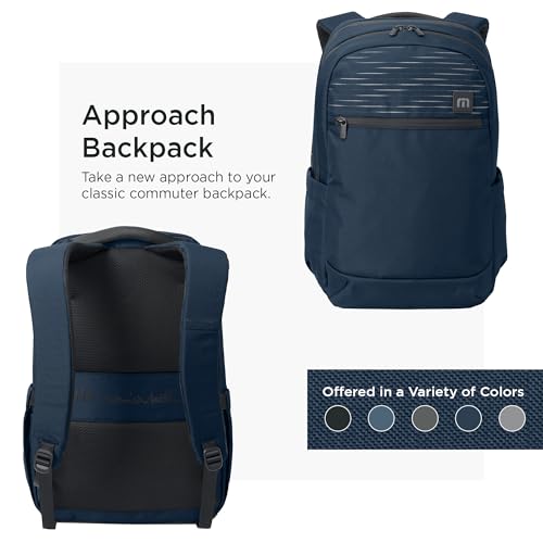 TravisMathew Approach Backpack with Laptop Sleeve, Water-Resistant Everyday Bag for Work, Travel & Hiking, River Blue Navy - color: River Blue Navy