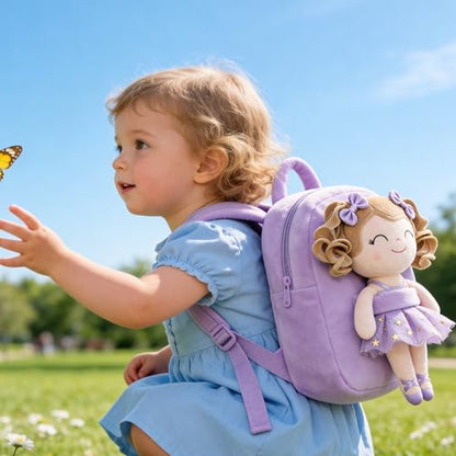 Gloveleya Toddler Backpack Baby Ballerina Girl Gifts Plush Curly Hair Ballet Backpack - White Purple 9 inches - color: A01 White Purple Backpack, size: 9 inches