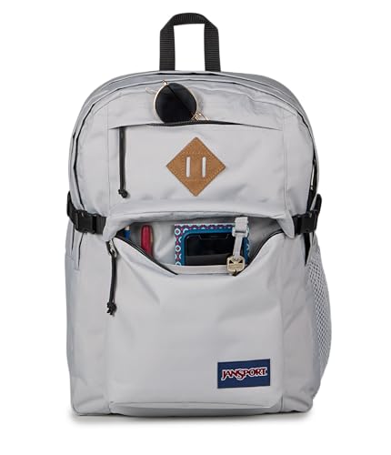 JanSport Main Campus Backpack - Travel or Work Backpack with 15-Inch Laptop Sleeve and Dual Water Bottle Pockets, Grounded Grey - color: Grounded Grey