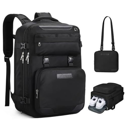 Maelstrom Travel Backpack for Women Men,30L Laptop Backpack Fits 17-Inch Laptop,Carry On Backpack for Airplanes with Crossbody Bag&Shoe Compartment&Toiletry Bag (Black, Large) - color: Black, size: C.17.3 inch-Standard