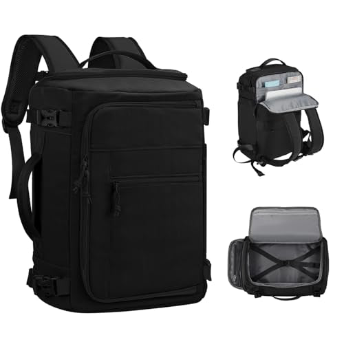 Carry On Travel Backpack Flight Approved Laptop Backpack Business Work Backpack for Women Men Large Capacity Casual Daypack with Wet/Dry Separation Pockets, Black - color: Black, style: B
