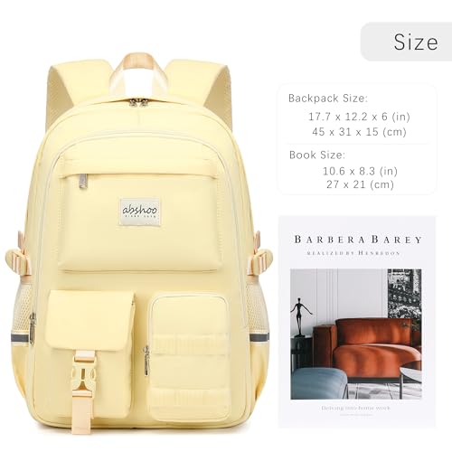 abshoo Big Student Laptop Backpack For College Women Middle High School Teen Girls Bookbag Travel Daypack (Cream) - color: Cream