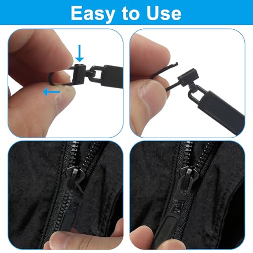 Unlorspy 6Pcs Upgraded Zipper Pull Replacements, Universal Detachable Slider Handles for Purses, Jackets, Backpacks, Boots, Coats, Luggage&Jeans(Black) - color: Black