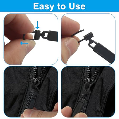 Unlorspy 6Pcs Upgraded Zipper Pull Replacements, Universal Detachable Slider Handles for Purses, Jackets, Backpacks, Boots, Coats, Luggage&Jeans(Black) - color: Black