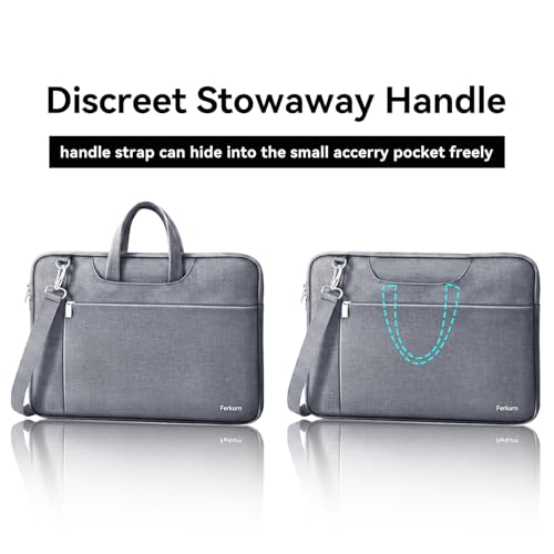 Ferkurn 15.6 16 Inch Laptop Case Bag for Women Men Compatible with MacBook Pro M5/HP OmniBook Omen Envy/Lenovo Yoga IdealPad/Dell Pro Inspiron, Carrying Briefcase Computer Messenger Bag Case, Grey - color: Heather Grey, size: 15.6 inch