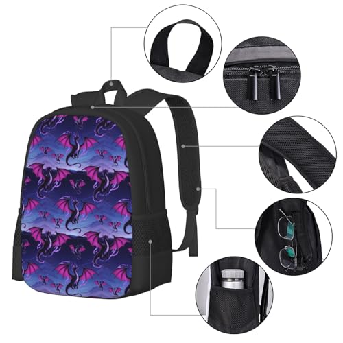 Ergonomic Padded Backpack Dragon Cartoon, Anti Theft Spacious Travel Daypack Sturdy Polyester Bag for Commute Gym Outdoor Leisure Use - color: Design (905)
