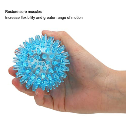 Ymiko Spiky Ball, Soft Transparent Massage Ball Spiky Ball Hollow Strength Recovery Exercise Stress Relief Massage Ball for Hand Wrist, Foot, Back, Muscles(7CM)