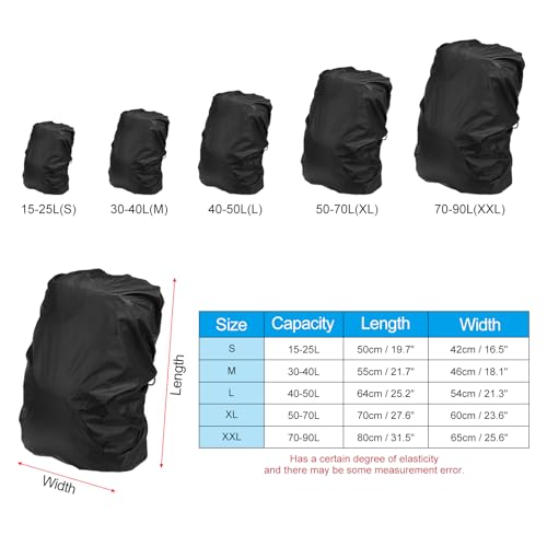 PATIKIL Waterproof Backpack Rain Cover with Anti-Slip Cross Buckle Straps & Drawstring Bag for Hiking Camping Traveling - color: Black, size: Medium