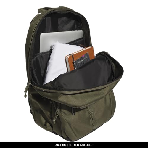 adidas Prime 7 Backpack for Laptop, School and Travel, 37L - color: Olive Strata Green/Impact Orange/2