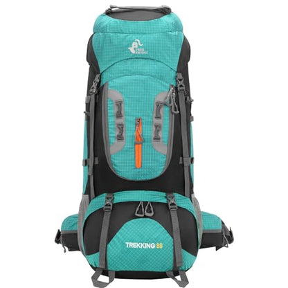 Bseash 80L Waterproof Hiking Camping Backpack with Rain Cover, Lightweight Outdoor Sport Travel Daypack for Climbing Touring (Lake Green) - color: Lake Green