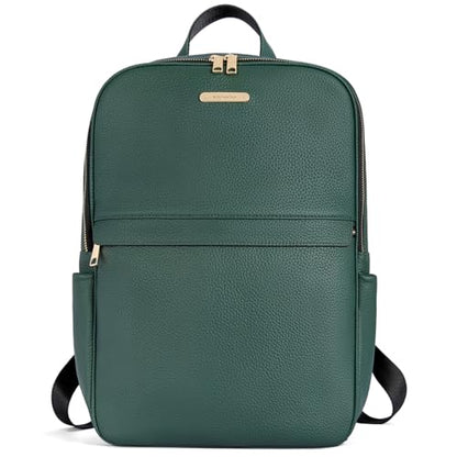 BOSTANTEN Genuine Leather 15.6 inch Laptop Backpack Purse for Women College Casual Backpack Travel Bag - color: 1-c-dark-green