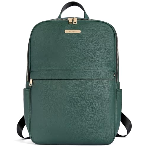 BOSTANTEN Genuine Leather 15.6 inch Laptop Backpack Purse for Women College Casual Backpack Travel Bag - color: 1-c-dark-green