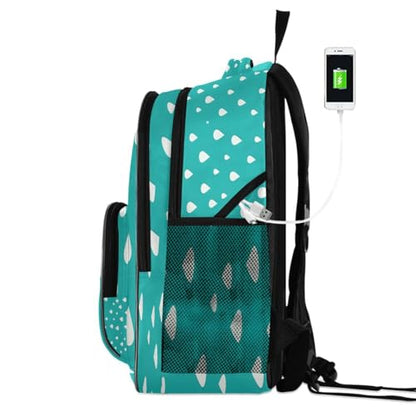Water-Resistant Travel Raindrops Pattern Backpack - Lightweight Laptop Daypack, 15.6" Laptop Compartment, Durable Commuter Bag for Work & Outdoor#95