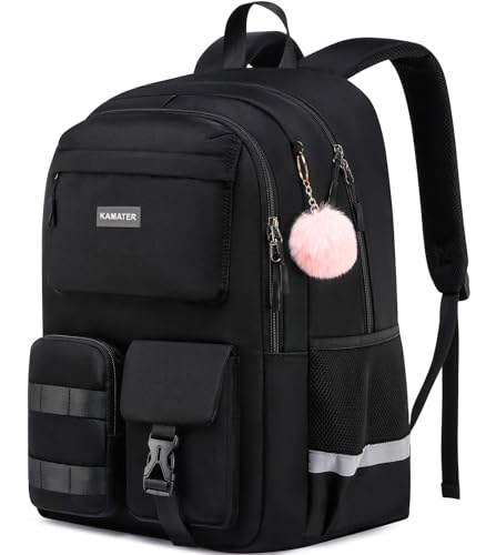 School Backpack for Teen Girls & College Women - Anti-Theft & Water Resistant 17.3 Inch Laptop Mochilas Bookbag - Large Ergonomic Straps Backpack, Classic Black - color: Black, size: 17.3 Inch