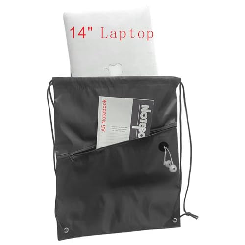 20PCS Drawstring Bag Sports Gym String Backpack Bulk Cinch Bag Sackpack with 2 layer Zip pocket for Yoga Gym Traveling (20, black) - color: Black