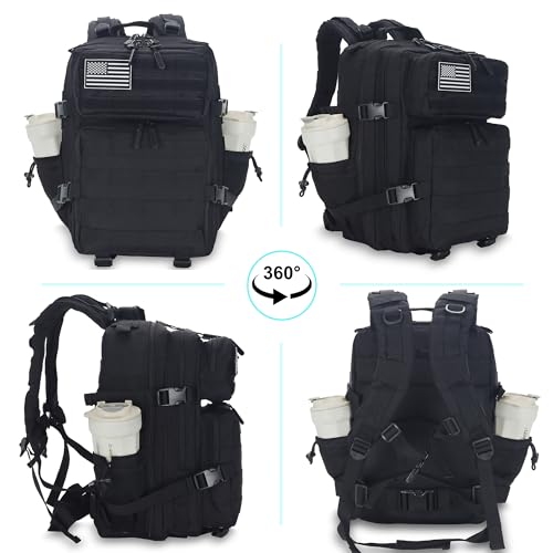 Lovelinks21 25L Tactical Backpack for Men and Women Military Backpack Small Assault Pack Molle Backpack Bug Out Bag Travel Rucksack Daypack (Black) - color: Black