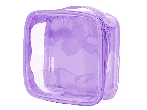 EzPacking Clear TSA Approved 3-1-1 Travel Toiletry Bag for Carry On/Quart Size Transparent Liquids Pouch for Airport Security/Reusable See Through Vinyl & PVC Plastic Organizer Men Women (Lilac) - color: Lilac