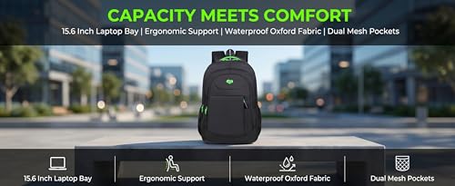 Large Capacity Laptop Backpack for Men and Women Waterproof Business Travel Backpack with Reflective Strips Multiple Compartments Casual Stylish Outdoor Daypack -Green