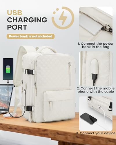 WONHOX Travel Vacuum Storage Backpack with Air Pump Vacuum Seal Compression Space Saver Bags Clothing Vacpack 18x14x8 inches Travel Bag Carry on Personal item Laptop Work Backpacks Women Men Beige - color: A5-beige-(with Air Pump)