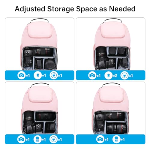 MOSISO Camera Sling Bag, DSLR/SLR/Mirrorless Camera Case Crossbody Photography Backpack with Tripod Holder&Removable Modular Inserts&PU Handle Compatible with Canon/Nikon/Sony, Pink - color: Pink